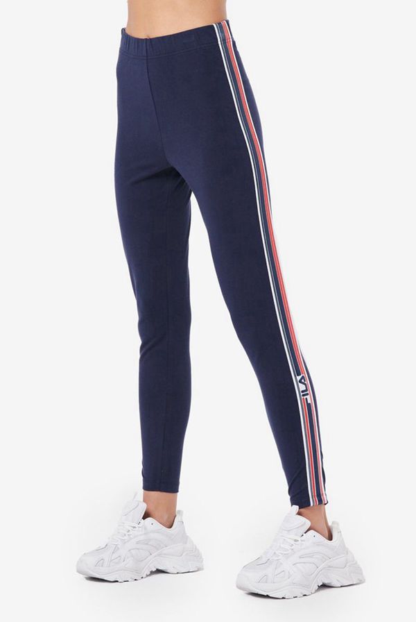 Leggins Fila Mujer Azul Marino / Blancas / Rojas - Ragini High Waisted - España 275930HYB